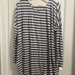 Hello MIZ Maternity Navy and White Striped Top Medium
